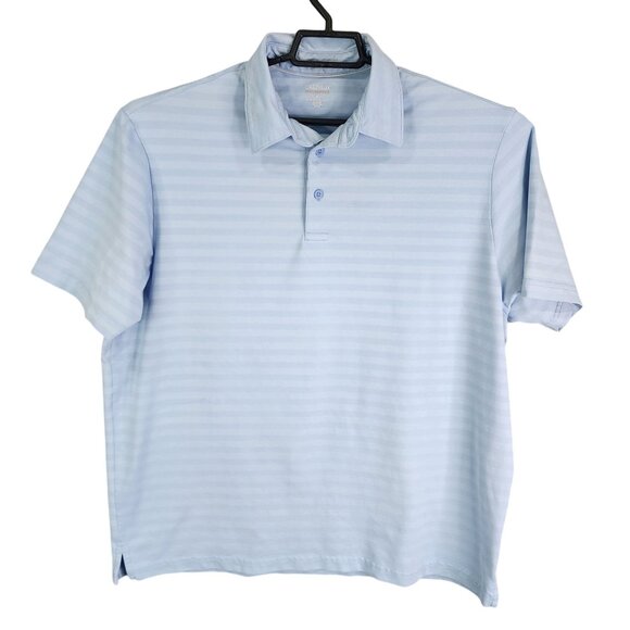 Mens Cremieux Performance Blue Striped Polo Pima Shirt Short Sleeve Size XL - Picture 1 of 8